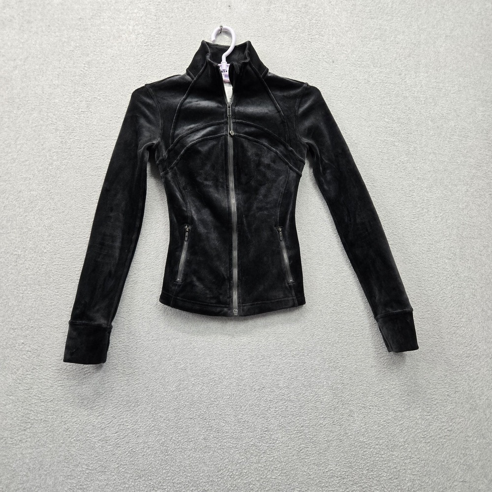 Lululemon Women Jacket 0 Black Define Velour Velvet Full Zip
